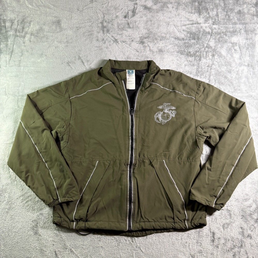 VTG Insport USMC Marines Jacket‎ Windbreaker Full Zip Lightweight Olive Small